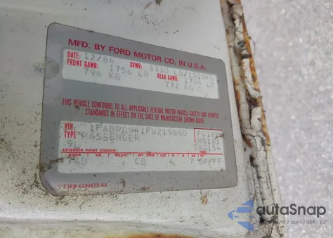 1985 Ford Escort L из США, поврежденный, VIN 1FABP0941FW219880